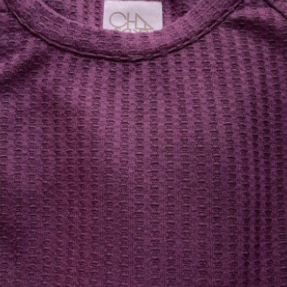 Chaser Long Sleeve Crewneck Thermal Waffle Knit Button Cuff Shirt Top Medium - Picture 2 of 3